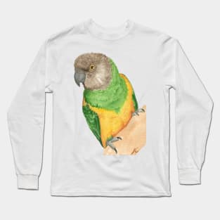 senegal parrot watercolor portrait painting of bird Long Sleeve T-Shirt